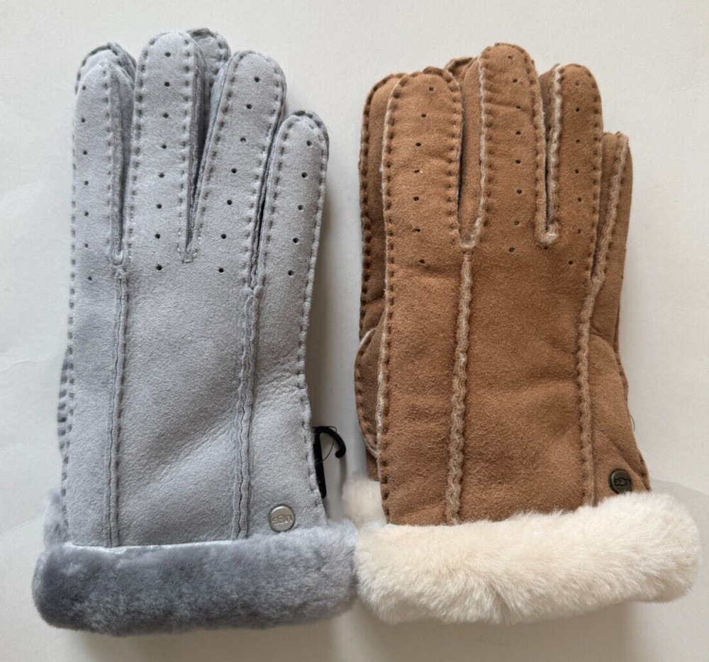 UGG Women's Perforated Shearling Suede Gloves