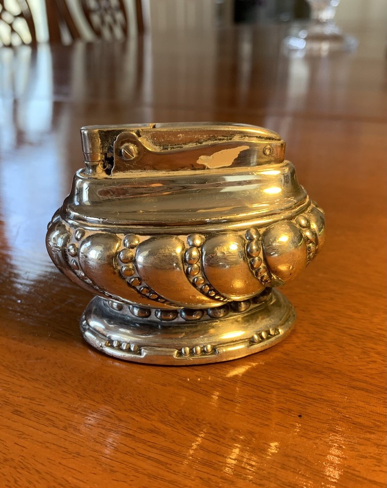 Vintage Ronson Crown Cigarette Table Lighter Silver Plated