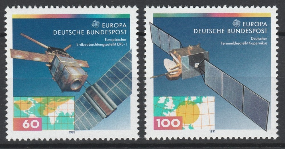 Germany 1991 Space, Satellites 2 MNH stamps