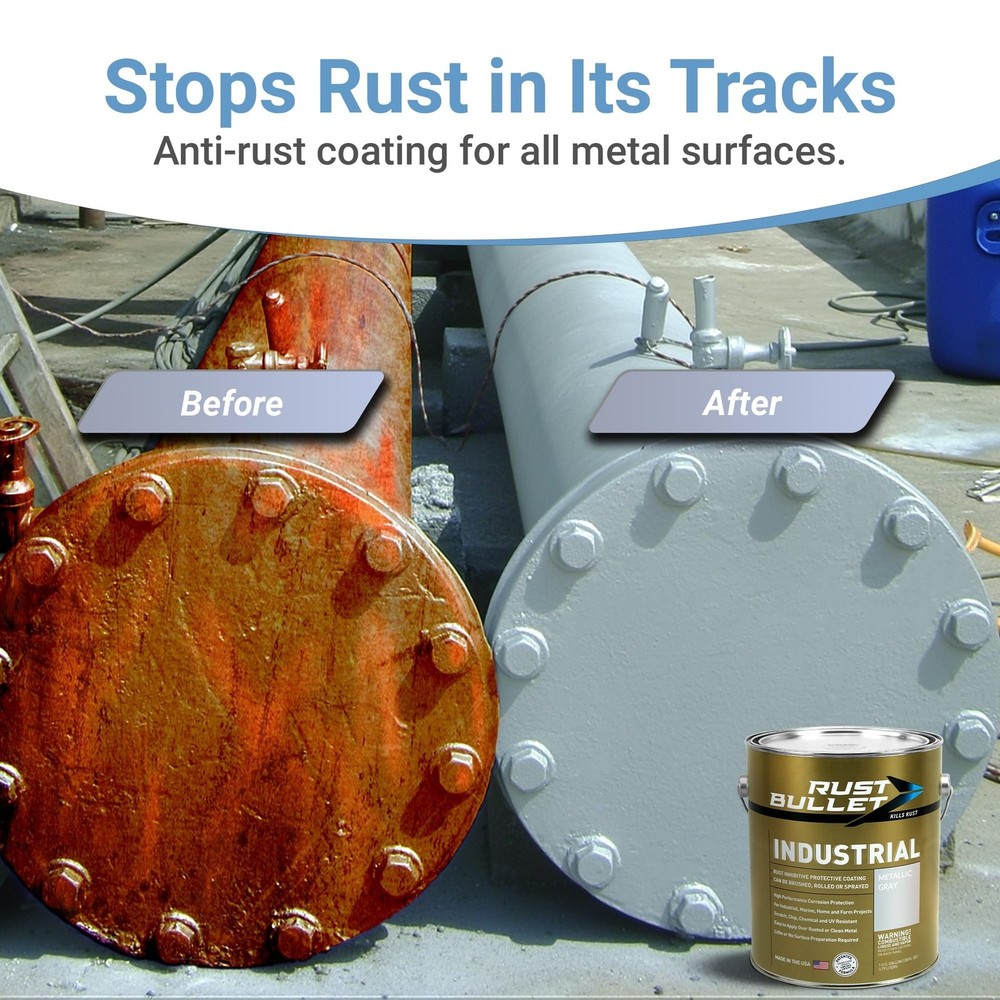RUST BULLET Industrial - Metallic Gray - 1/4 Pint - Rust Preventative Coating...