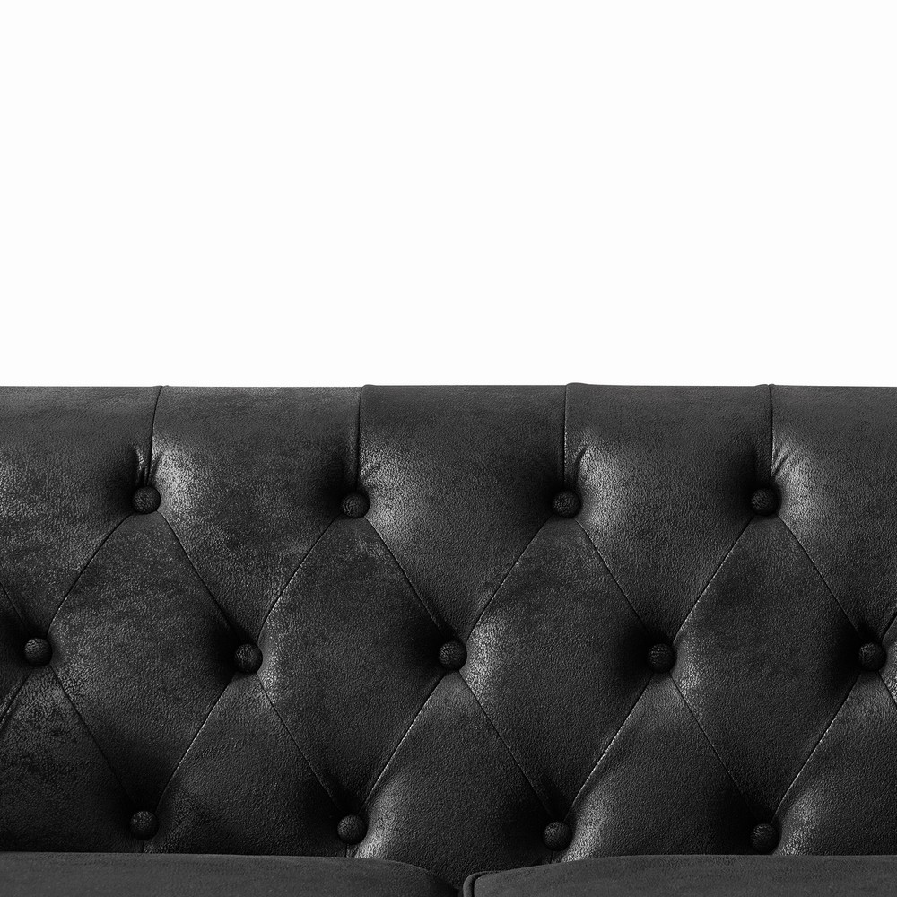 83"Chesterfield ‌tech Fabric Sofa,High-tech Fabric Roll Armrest Sofa,Upholstere