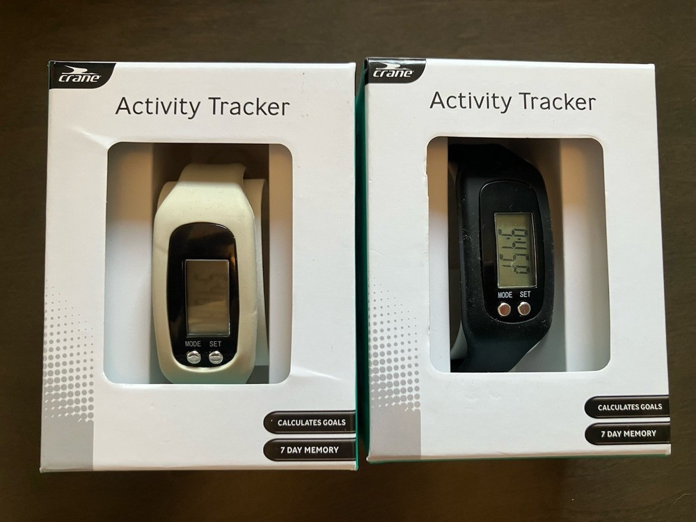 Crane Activity Tracker Lot 2 NEW Pedometer Step Counter No App Black White