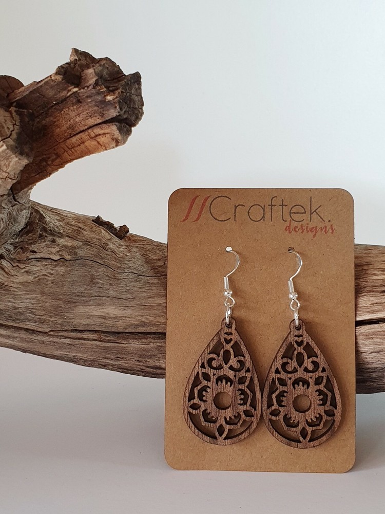 Wooden Earrings Laser Cut Drop/Dangle Style D3