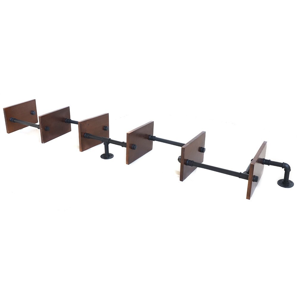 6-Tier Pipe Shelf Industrial Bracket Rustic Iron Pipe Wall-Mount Floating Rack