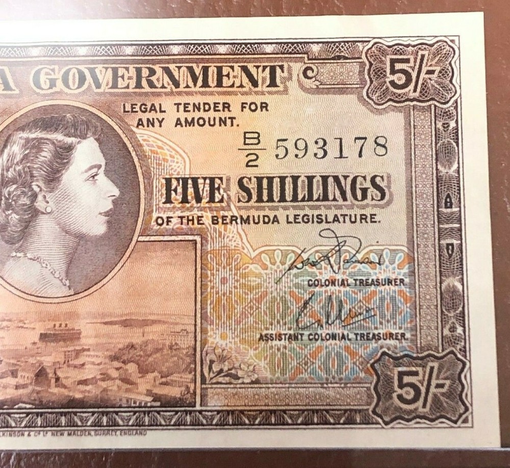 1957 Bermuda 5 Schillings Note - Crisp!