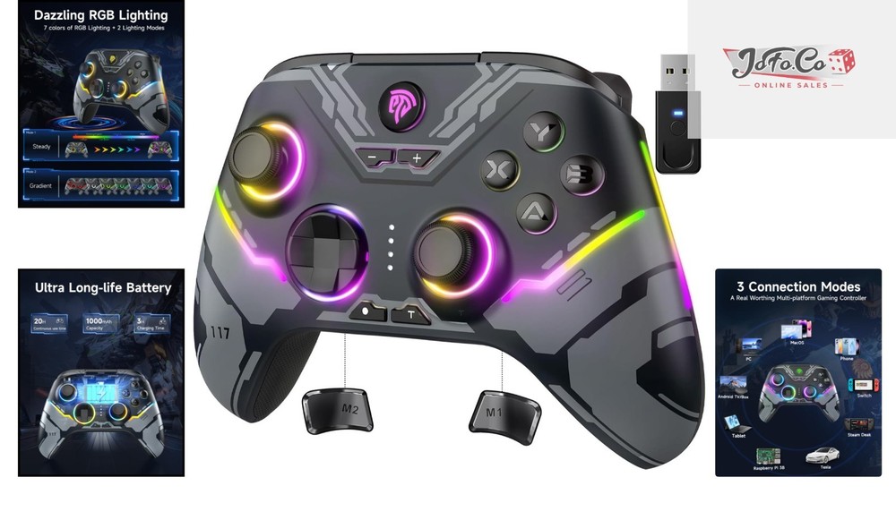 X15 Wireless Gamepad for PC, Switch & Android - RGB, Ergonomic & Customizable