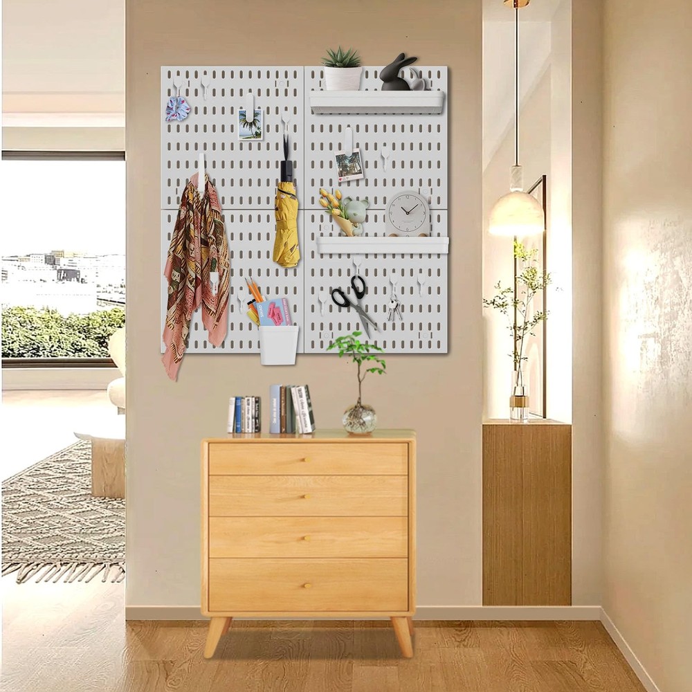 Peg Board Wall Organizer Panels, 22pcs - Includes 4 White Pegboards & Accesso...