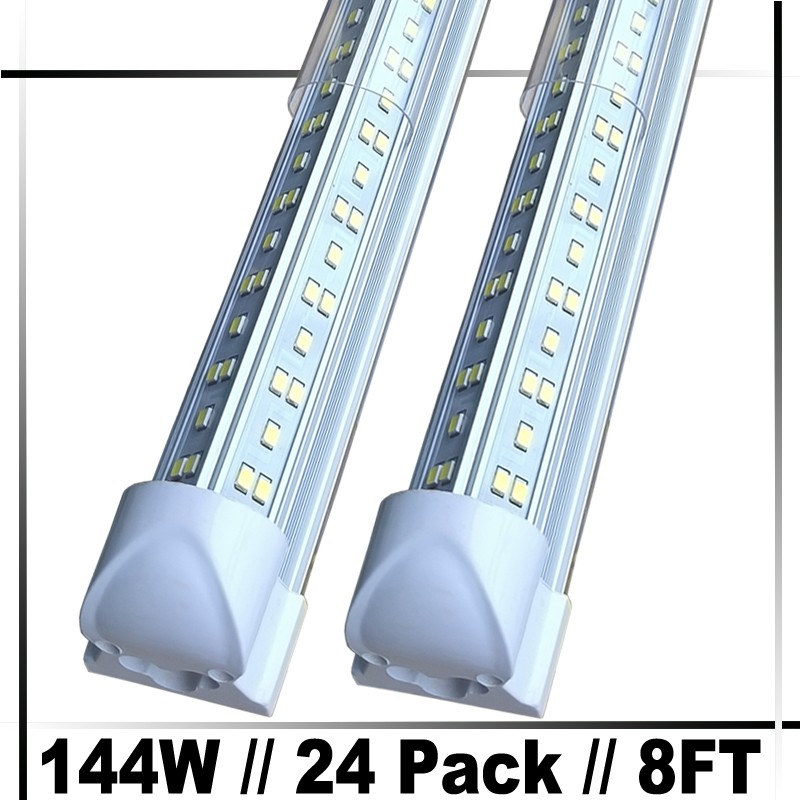 24PACK 8 FOOT LED Shop Lights 144w Fixture 8FT T8 8' LED Tube Light Bulbs 6500K