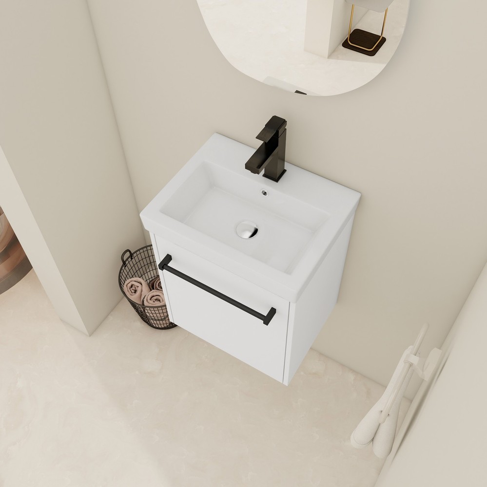 18'' Floating Wall-Mounted Bathroom Vanity with Ceramic Sink & Soft-Close Cabi