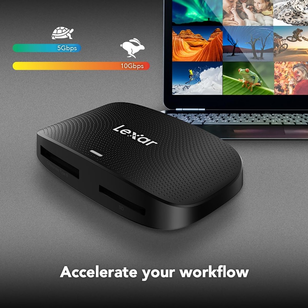 Lexar Professional CFexpress Type B / SD USB 3.2 Gen 2 Reader, Transfer Black