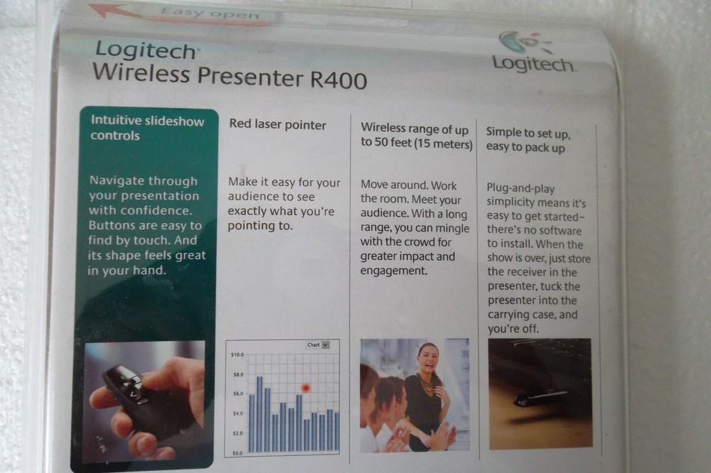 Logitech Wireless Presenter R400 50' Range Receiver Laser Pointer 910-00135 NEW