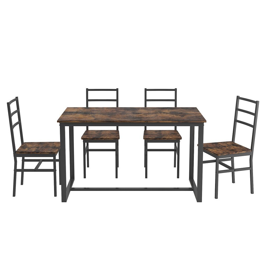5-piece set table and chair with backrest, industrial style, solid structure