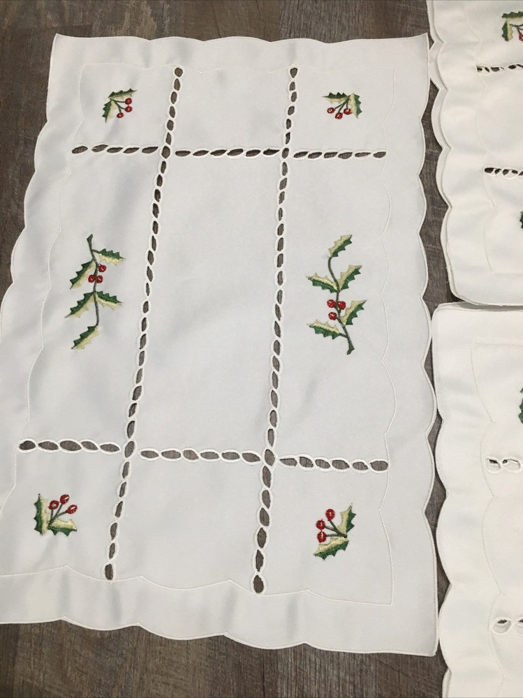 Cloth Christmas Holly (6)Table Place Mats