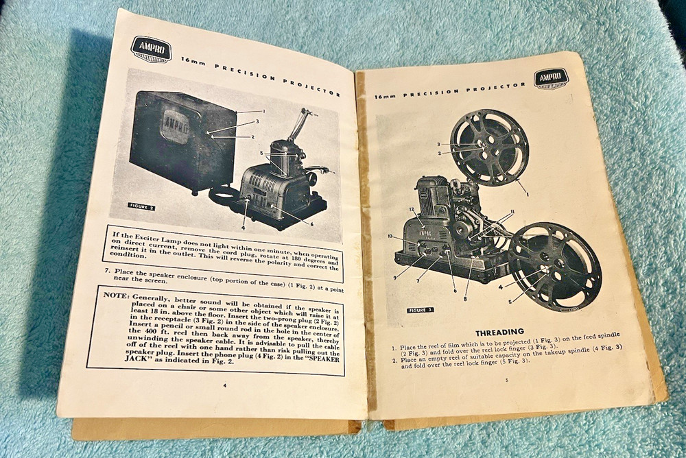 Instructions for a 16 mm Ampro Stylist projector