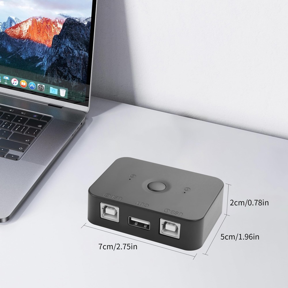 USB 2.0 Printer Sharing Switch 2 in 1 Out Manual Switcher,USB Switch 2 Comput...