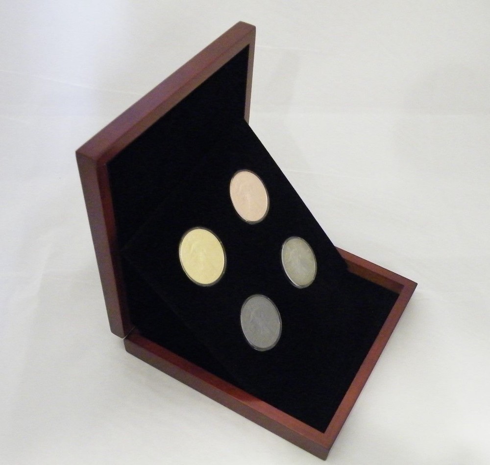 Deluxe Wooden 4-coin Display Box