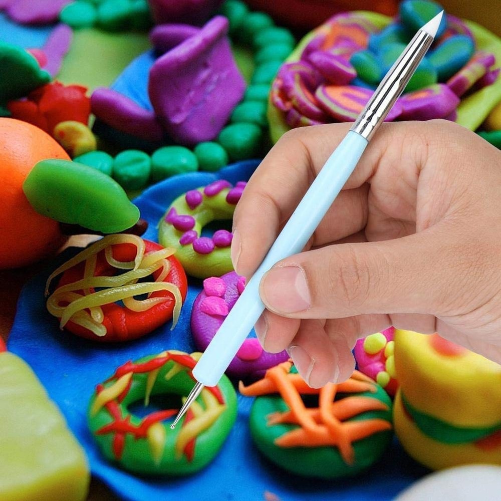 Silicone Clay Sculpting Tool - 10Pcs Modeling Dotting Tool for Pottery Craft,...