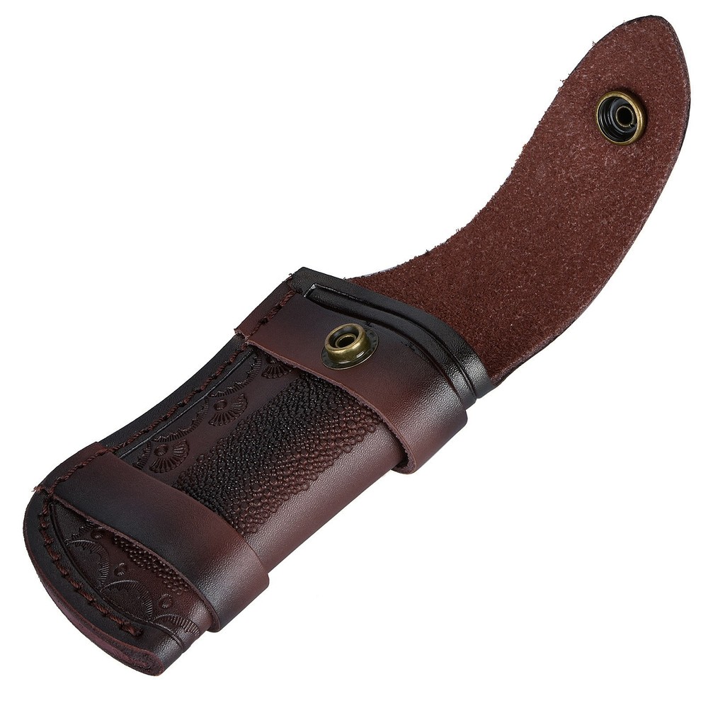 4'' Folding Knife Case Sheath Leather Storage Pouch With Snap Closure Belt Loop