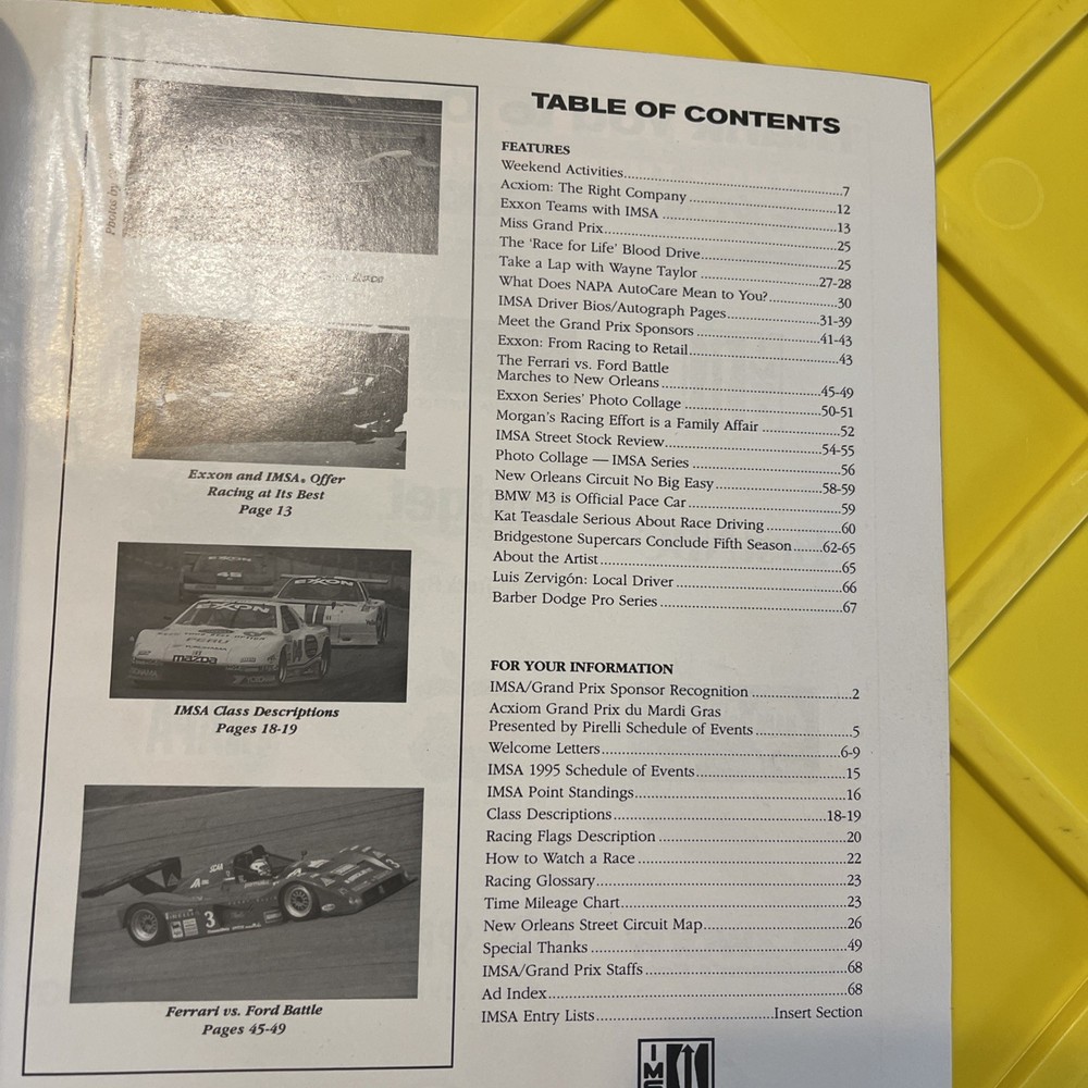 Axiom Grand Prix Du Mardi Gras FIRELLI Program Racing Book￼