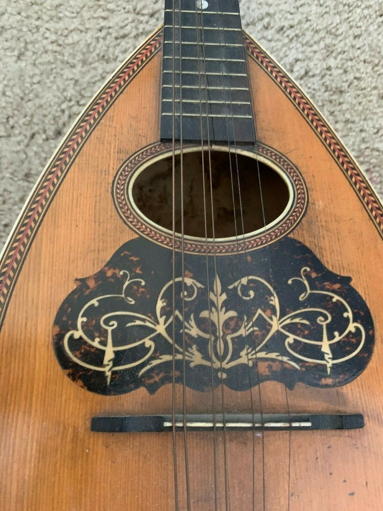 Unbranded Vintage Antique Bowlback Mandolin With 1 String Missing