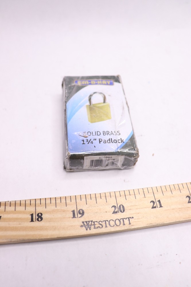 Em-D-Kay Keyed  Padlock Solid Brass 1-3/4" Body 1" Shackle