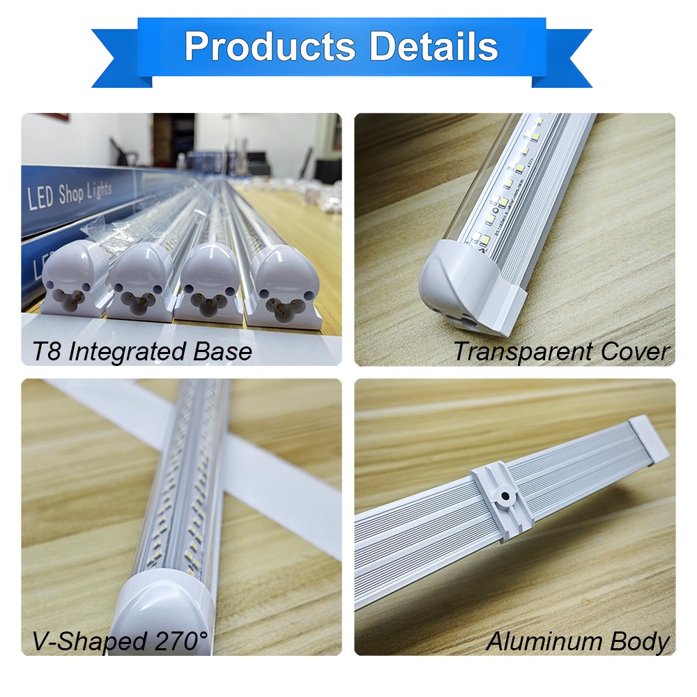 25 Pack 144W 8Ft Led Shop Lights Fixtures 8 Foot Led Tube Light Bulbs 6500K CW