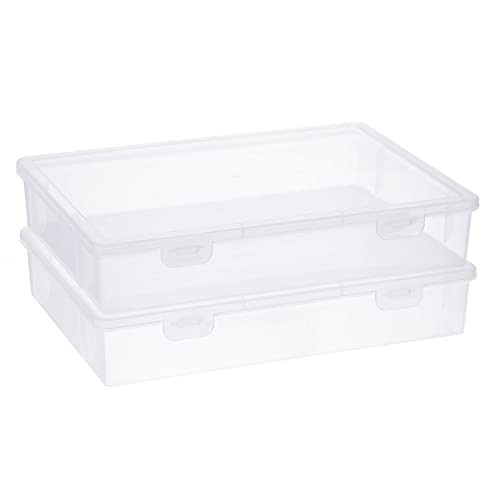 Clear Plastic Storage Box with Flap Lid, Multipurpose Craft Medium-2 Pack