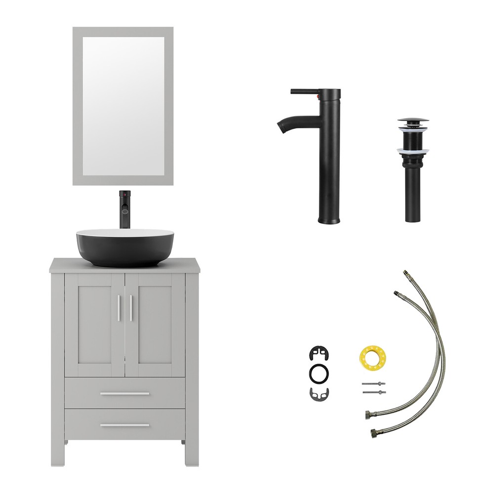 24'' Bathroom Vanity with Vessel Sink with Mirror