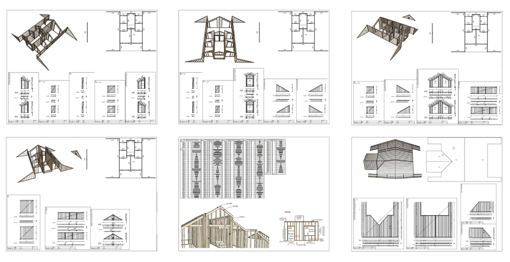 100’x54’ 4-Beds 4-Baths Charming A-Frame Architectural Build Plans PDF Download