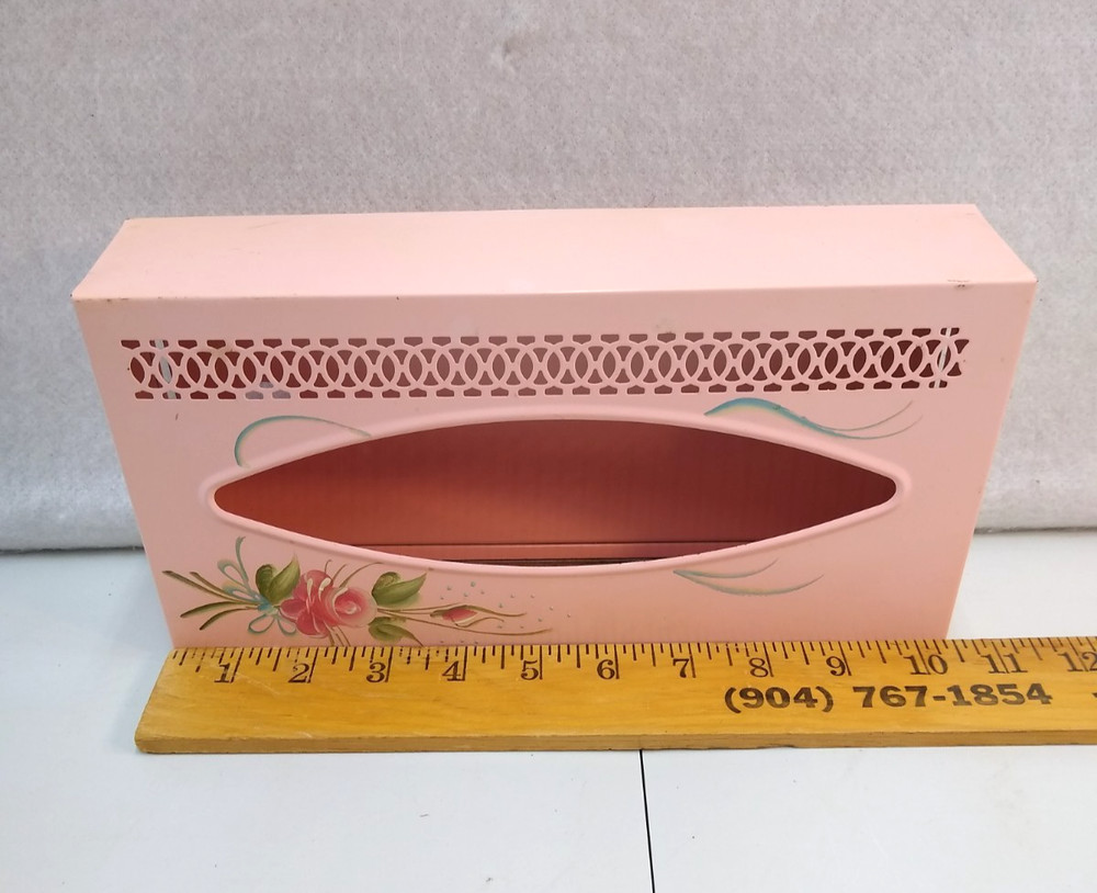 Vintage MCM Tolware Painted Metal Tissue Box
