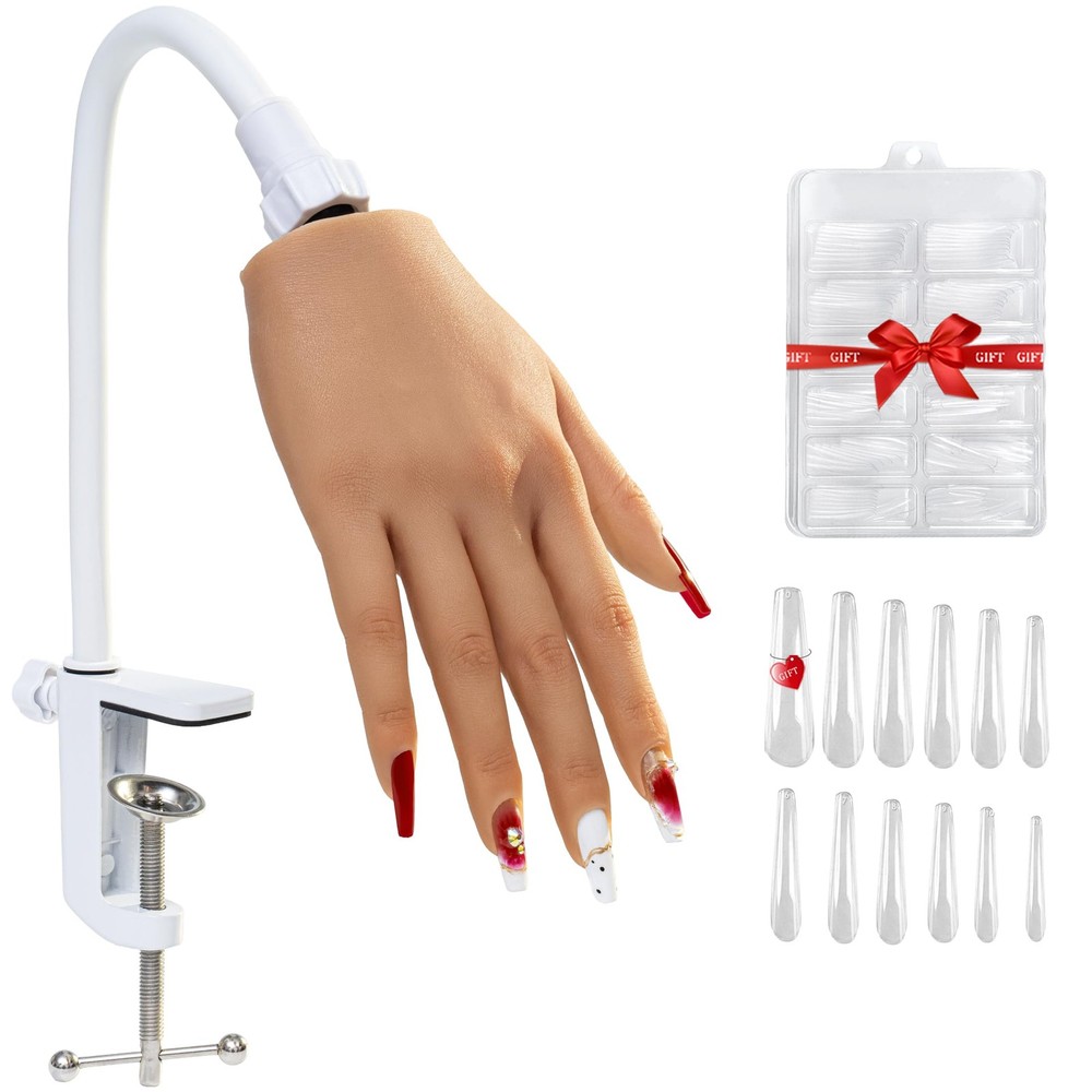 Practice Hand for Acrylic Nails,Realistic Silicone Training Hand with Flexibl...