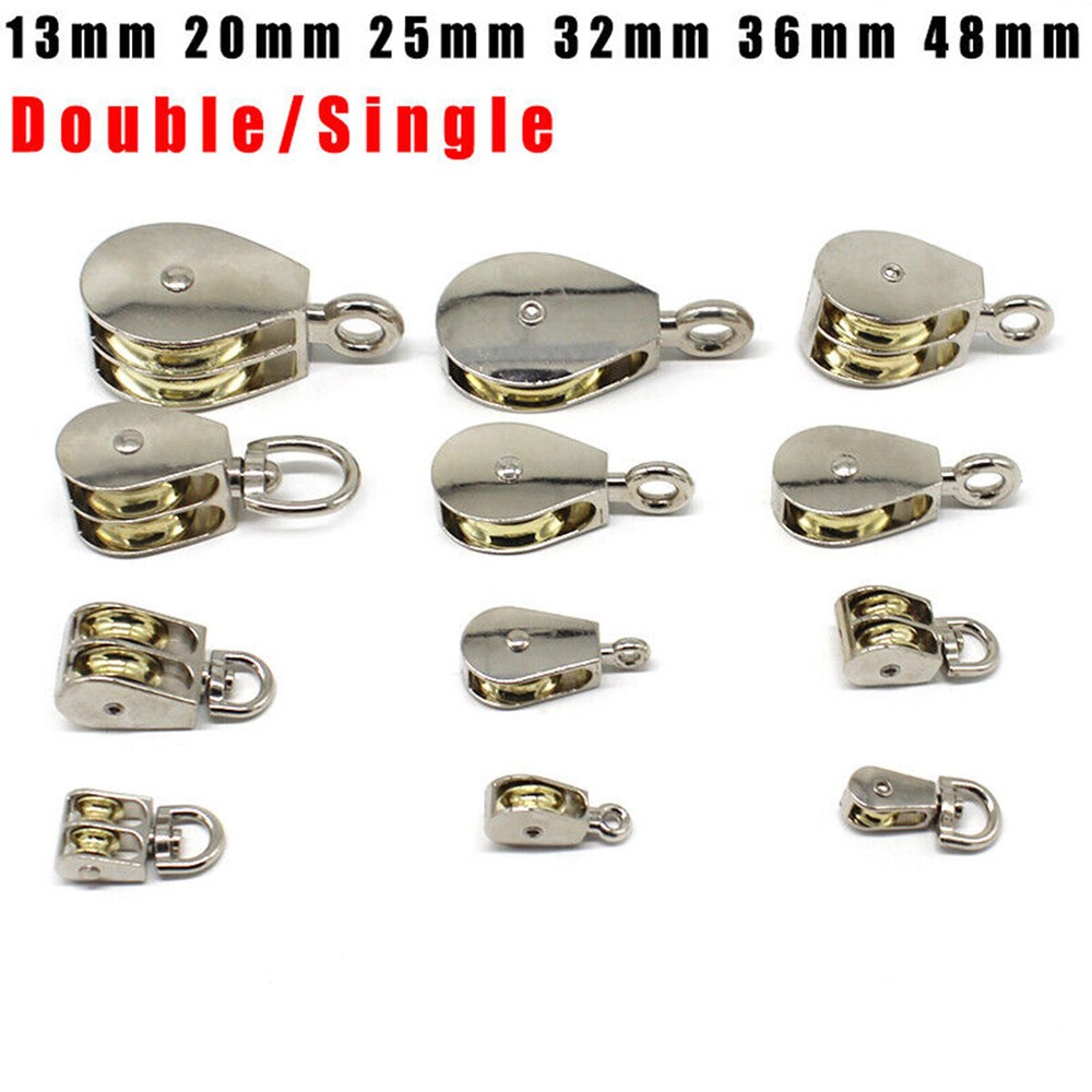 13mm-48mm Single/ Double Fixed Pulley Small Swivel Eye Sheave Rigging Lift Tool