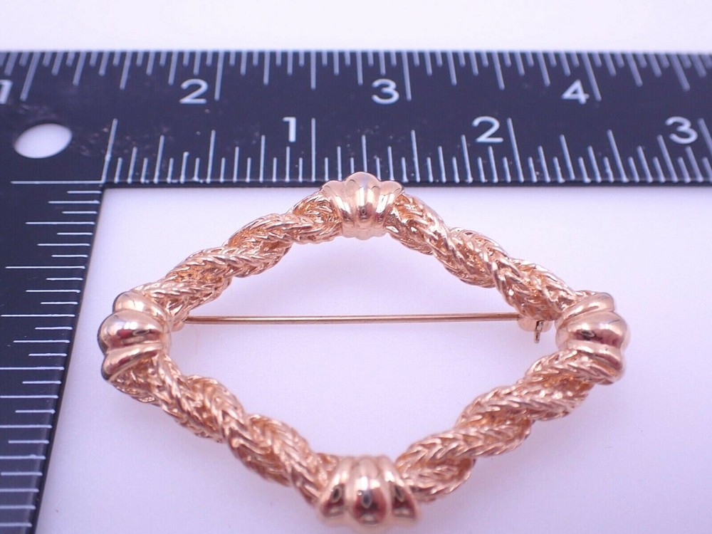 Gold Tone Monet Twisted Triangle Brooch