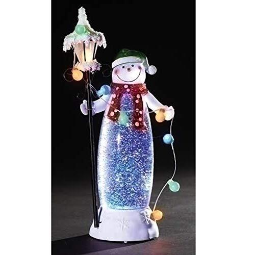 11.5" LED Lighted Snowman with Lamp Post Christmas Tabletop Decor