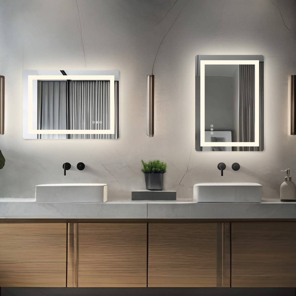 LED Bathroom Vanity Mirror with Anti-Fog, Memory Function, Tempered Glass