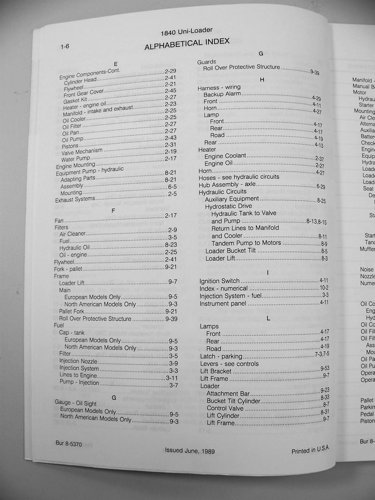 Case 1840 Uni Loader Parts Manual Catalog Skid Steer Assembly Exploded Schematic
