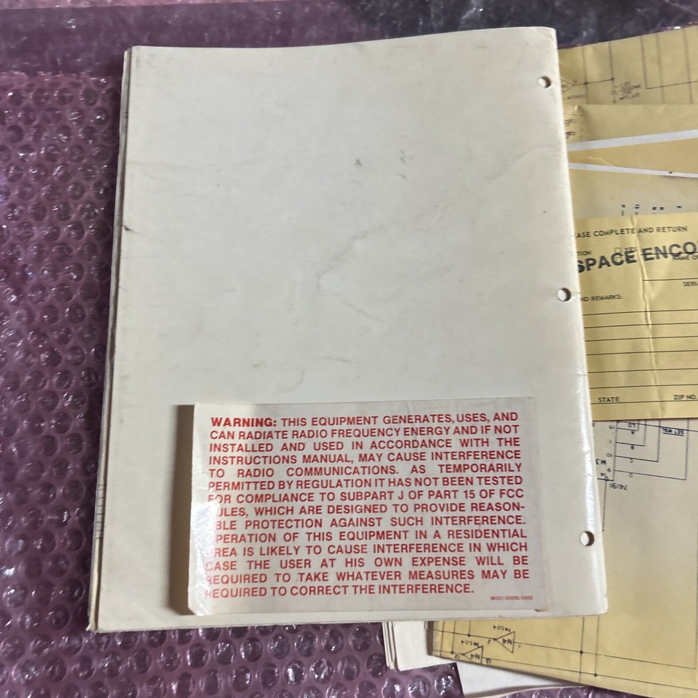 Original Space Encounters, Midway, Set, arcade video game manual