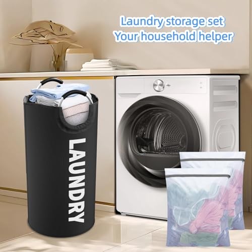 90L Laundry Basket, Storage Basket,Waterproof Laundry Hamper, Large Black