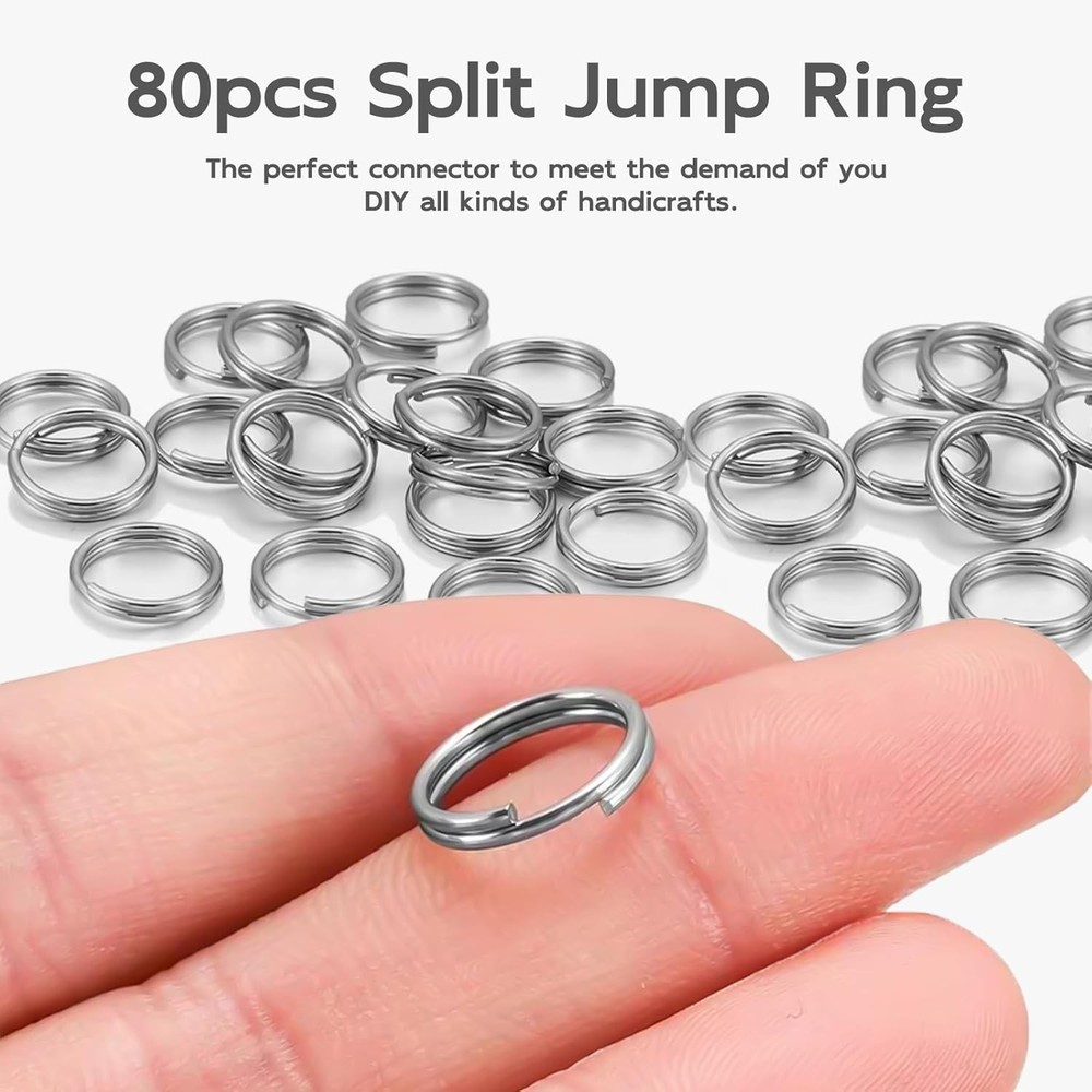 120 Pcs Mini Split Rings, 1/2 Inch Small Key Rings Bulk Stainless Silver
