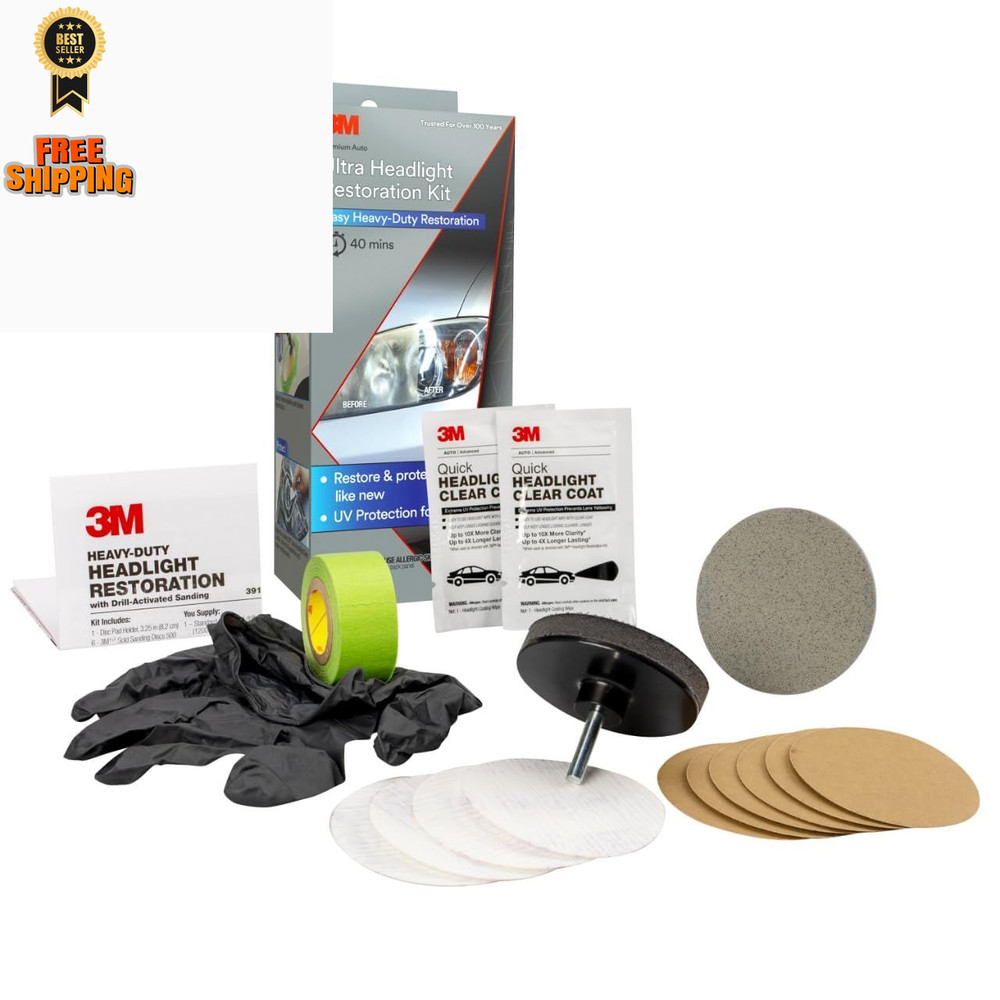 3M Ultra Headlight Restoration Kit, Contains Masking Drill Required, Gray