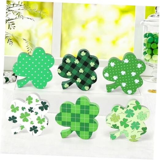 COCHIE St. Patrick's Day Shamrock Decorations, Wooden Saint Patrick Day Pattern