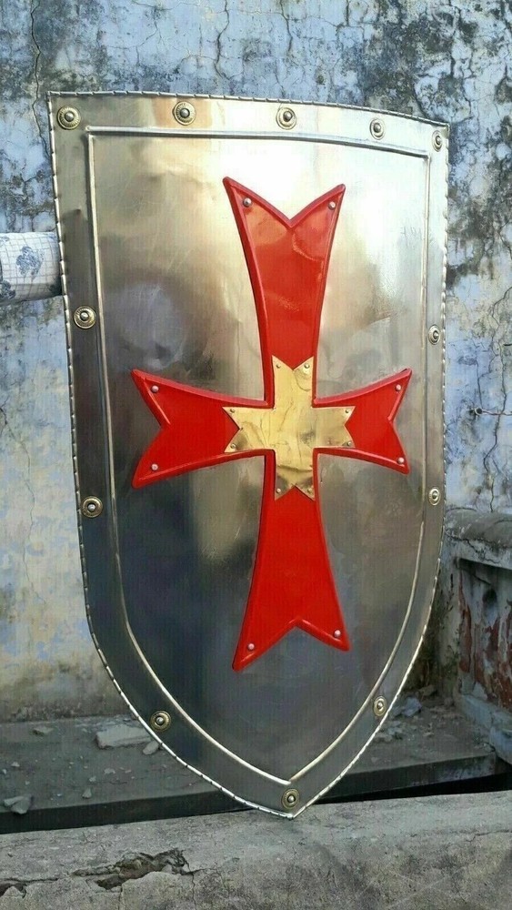 Knight Templar Red Cross Medieval Shield Sca Larp Battle Ready Armor Shield