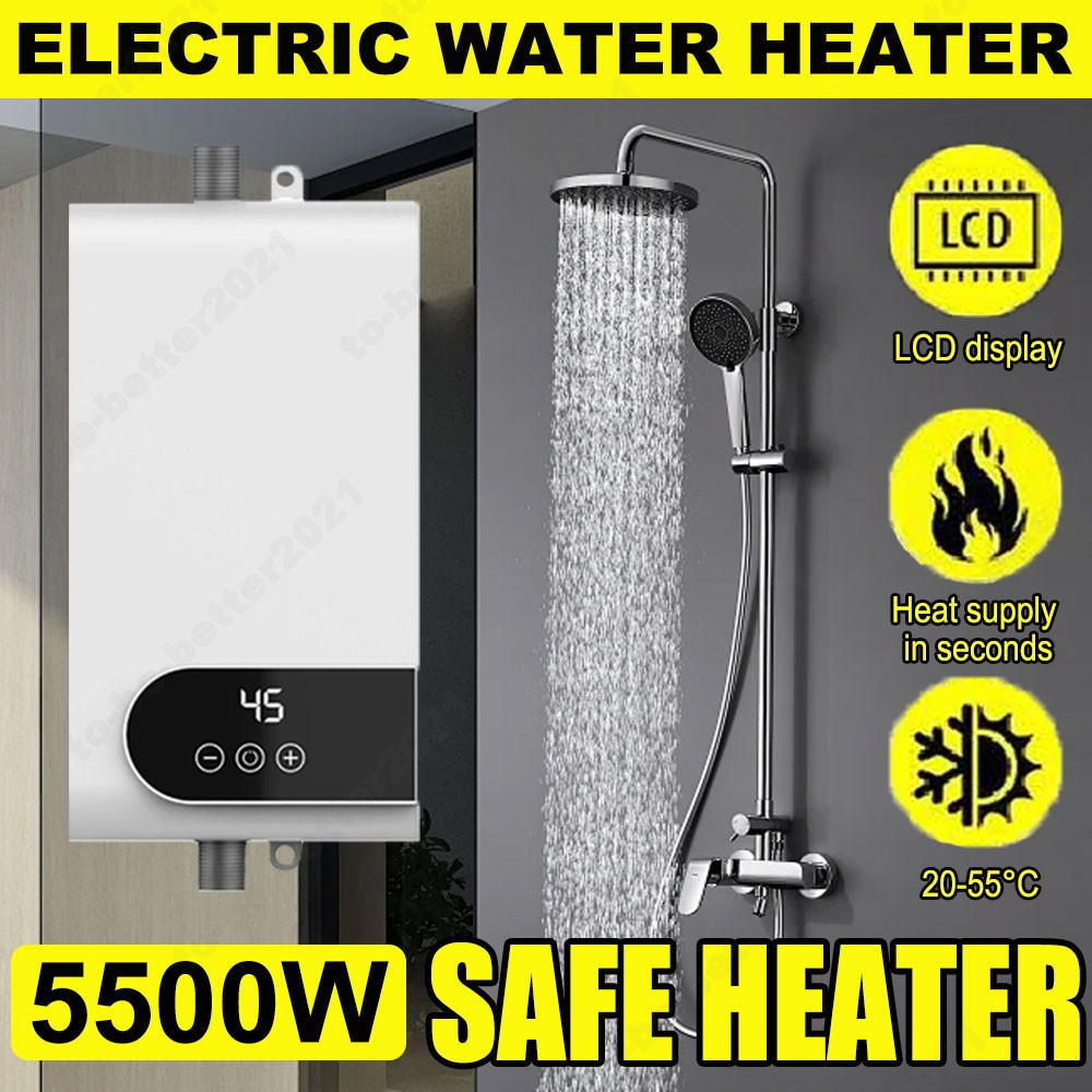 5500W Electric Mini Instantaneous Water Heater Kitchen Bathroom Shower Hot Water