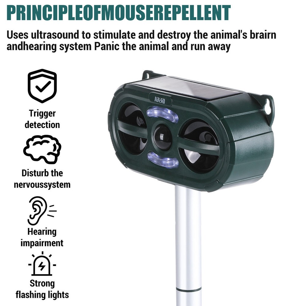 Solar Ultrasonic Bird Repellers Pest Control Scarer Deterrent Fox Motion Sensor