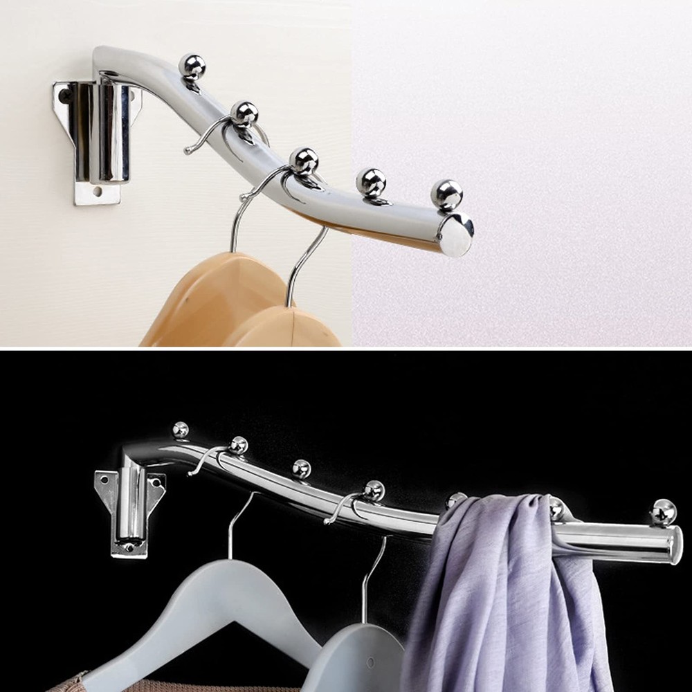 2 Pack Wall Mounted Folding Clothes Hanger Rack Folding Hanger Detachable Stu...