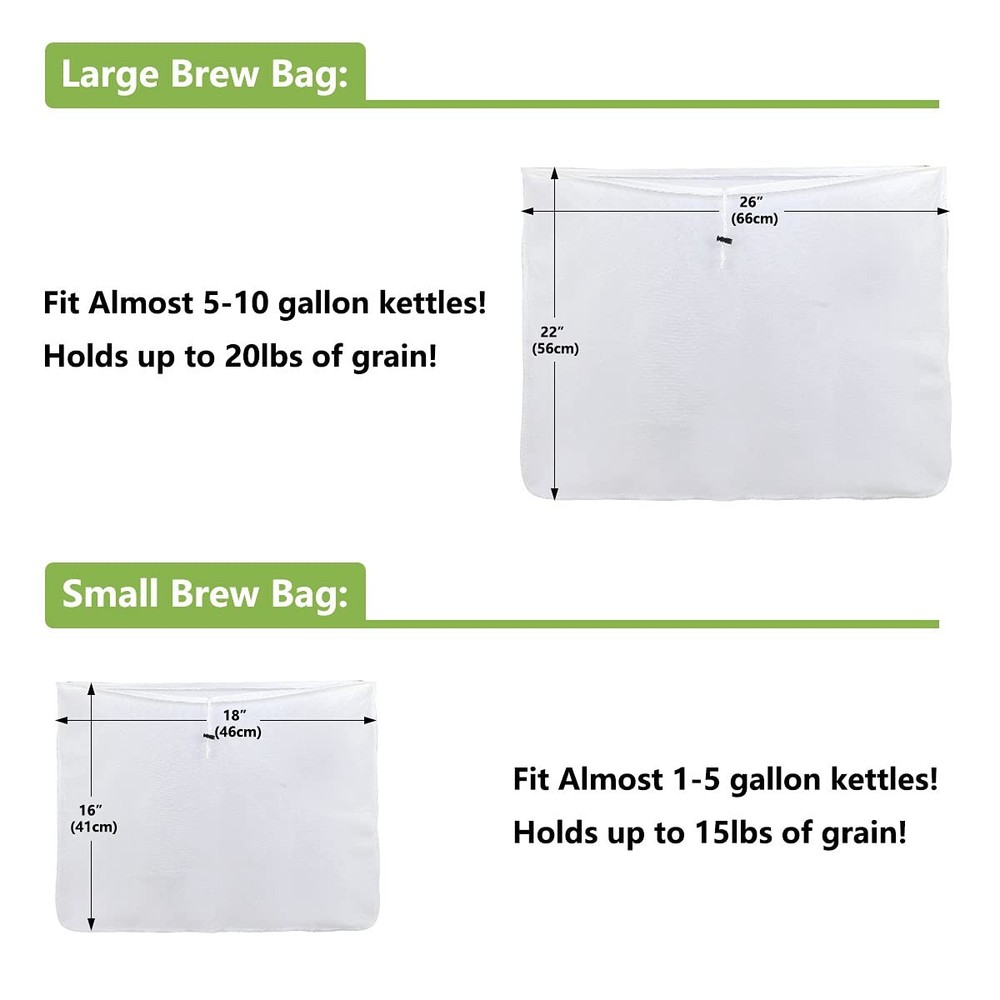 MONKKINO 2pcs Brew Bags, 250 Micro Fine Mesh Strainer Bag, Reusable Drawstrin...
