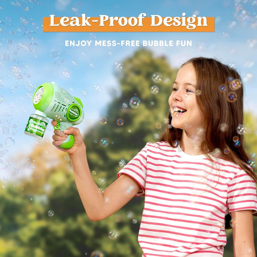 JOYIN 2 Kids Bubble Guns with 4 Bottles Solution, Automatic Bubble Machine Gun w