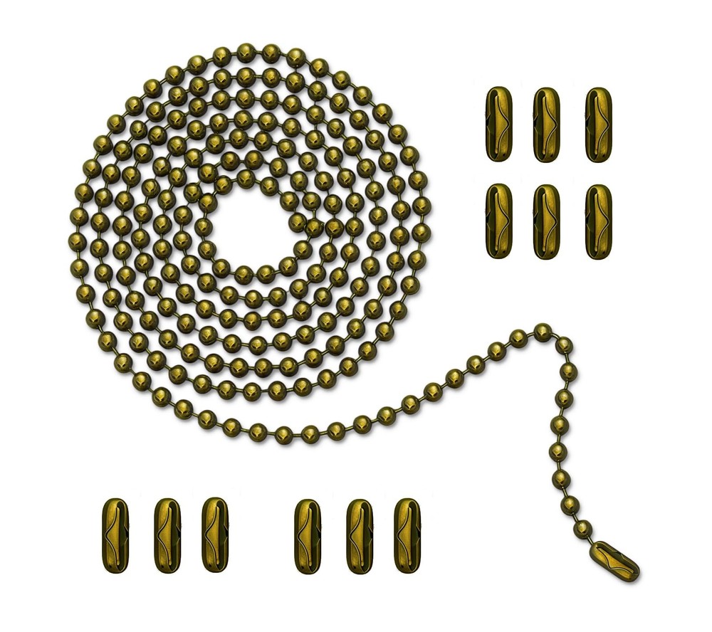 120" Ceiling Fan Pull Chain Extender - Ball Chain with 12 Connectors, Adjusta...