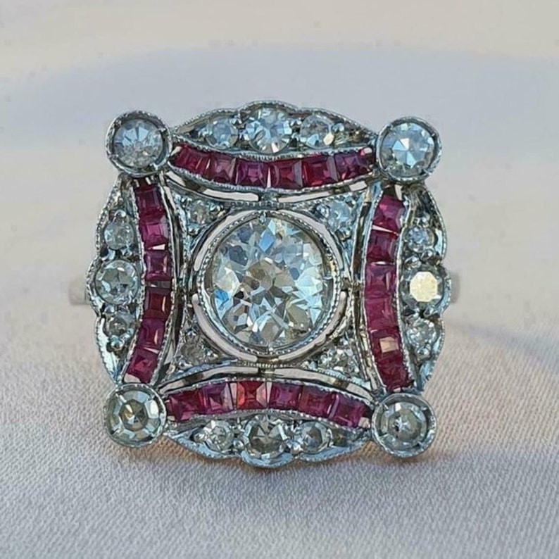 Ruby Pink Princess With Round Cut Lab Created Diamond Mother's Day Gift Ring