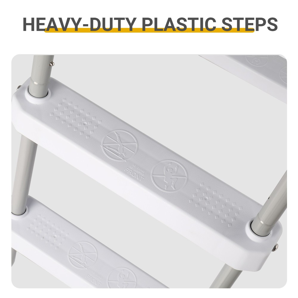 33" 2-Step Pool Ladder, Iron Grey Frame & White Steps, Safety Design